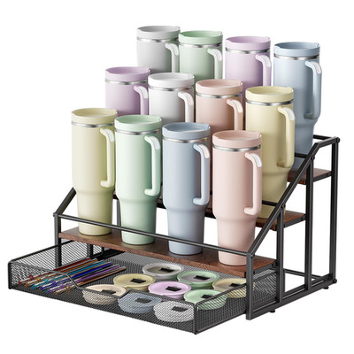Mojohand Water Bottle Organizer For Stanley 4-Tier 12 Bottles Rack Storage