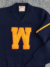 Vtg Washington Huskies Sweater 50s Crew Rowing Lasley Wool sz M / L EXCELLENT