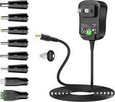 12W Universal Power Supply 12V 9V 7.5V 6V 5V 4.5V 3V 1A AC to DC Adapter for...