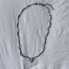 Brand New Y2K Magic Fairytale Silver White Diamond Heart Pendant 18” Necklace