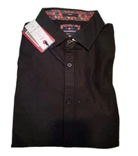 Hammersmith button down Mens shirt Black S Casual Short Sleeve 