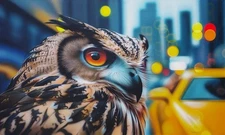 Stunning Canvas Painting: Flaco the Owl in New York City –Vibrant Urban Wildlife