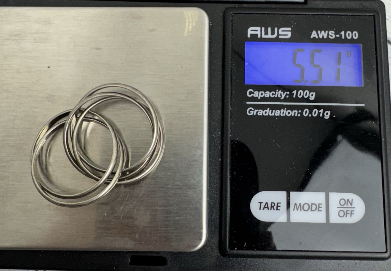 925 Sterling Silver Interlocking Ring 5 Band Sz 9… - image 6