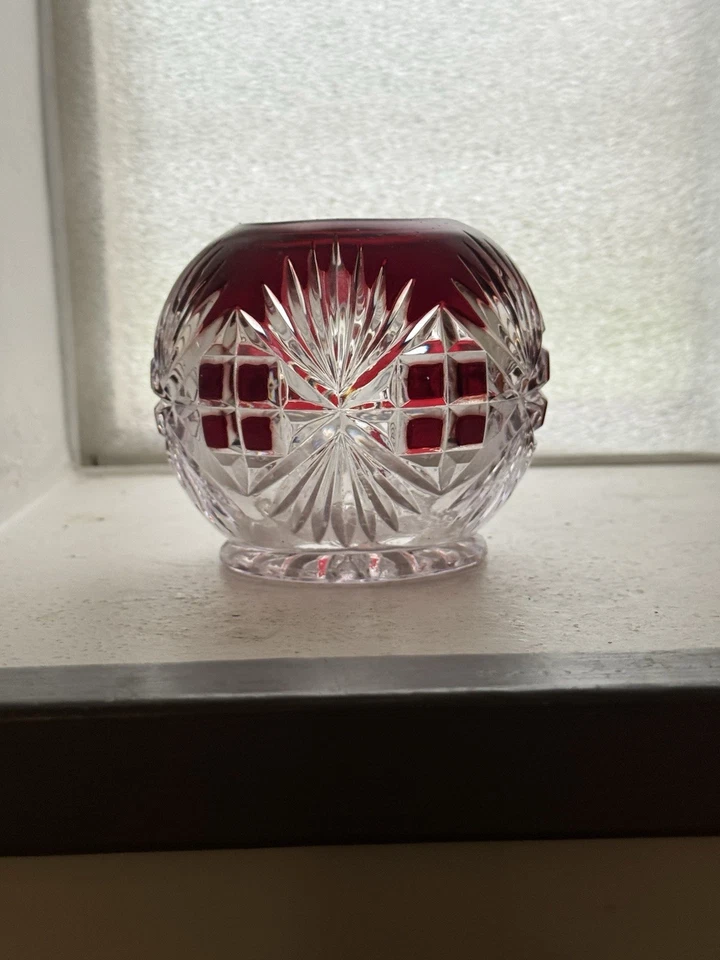 Antique EAPG Majestic Ruby Stained McKee Bros. Rose Bowl Vase 4” - Image 3 of 4