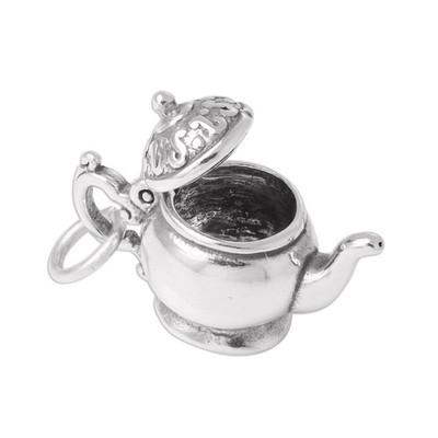 Sterling Silber 3D Teekanne Charm