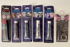 Lot of 5 Halloween Fun World Makeup Vampire, Brown, Black, White, Silver Lip