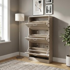 DecHome Scarpiera Salvaspazio Slim 3 Ante Legno 60x24x115 cm Marrone Vermeer