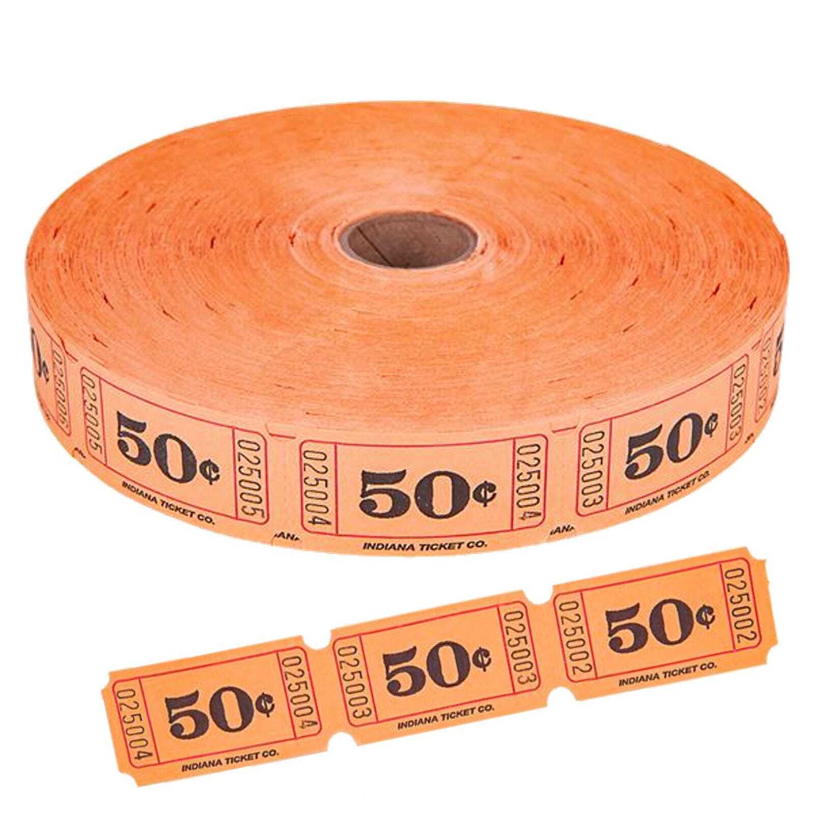 Circus Carnival Movie Party Supplies Jumbo Roll of 2000 Orange 50c Tickets