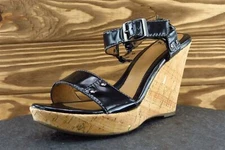 Sofft Sz 7.5 M Black Ankle Strap Patent Leather Women Sandals 1244911