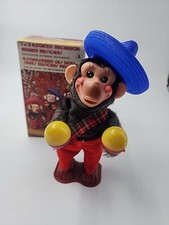 VINTAGE KM TOYS MECHANICAL WIND UP MONKEY MUSICIAN Maracas