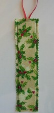 Bookmark Fabric Book Mark 2" x 8" Bookmark Holly with Berries Print