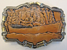 VTG 1980 Great American Chicago Belt Buckle Series Embossed SN D198 Fishing