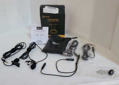 EIVOTOR 2 Pack Professional Lavalier Lapel Microphone,Omnidirectional Lapel Mic 
