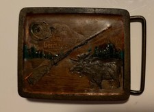 Vintage 1976 Moose Colt Belt Buckle Indiana Metal Craft Solid Brass Made In USA