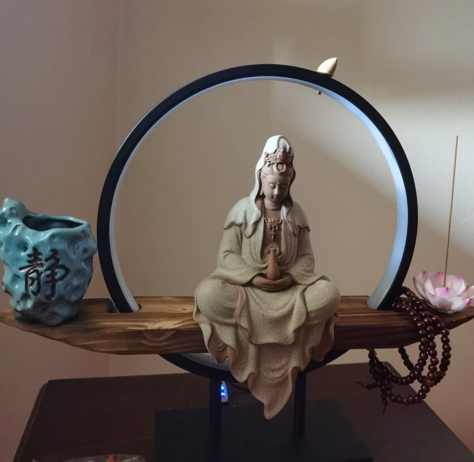 Iluminación de habitación Estatua de Buda decorativa, lámpara LED circular 9 niveles de brillo Foto 4 de 4