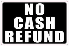 3x2 Small Black No Cash Refund Magnet Vinyl Magnetic Business Door Sign Magnets