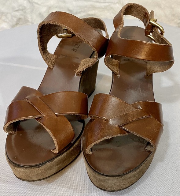J.CREW Cleo Platform Wedge Heel Sandals Brown Leather Women's Size 8 | eBay