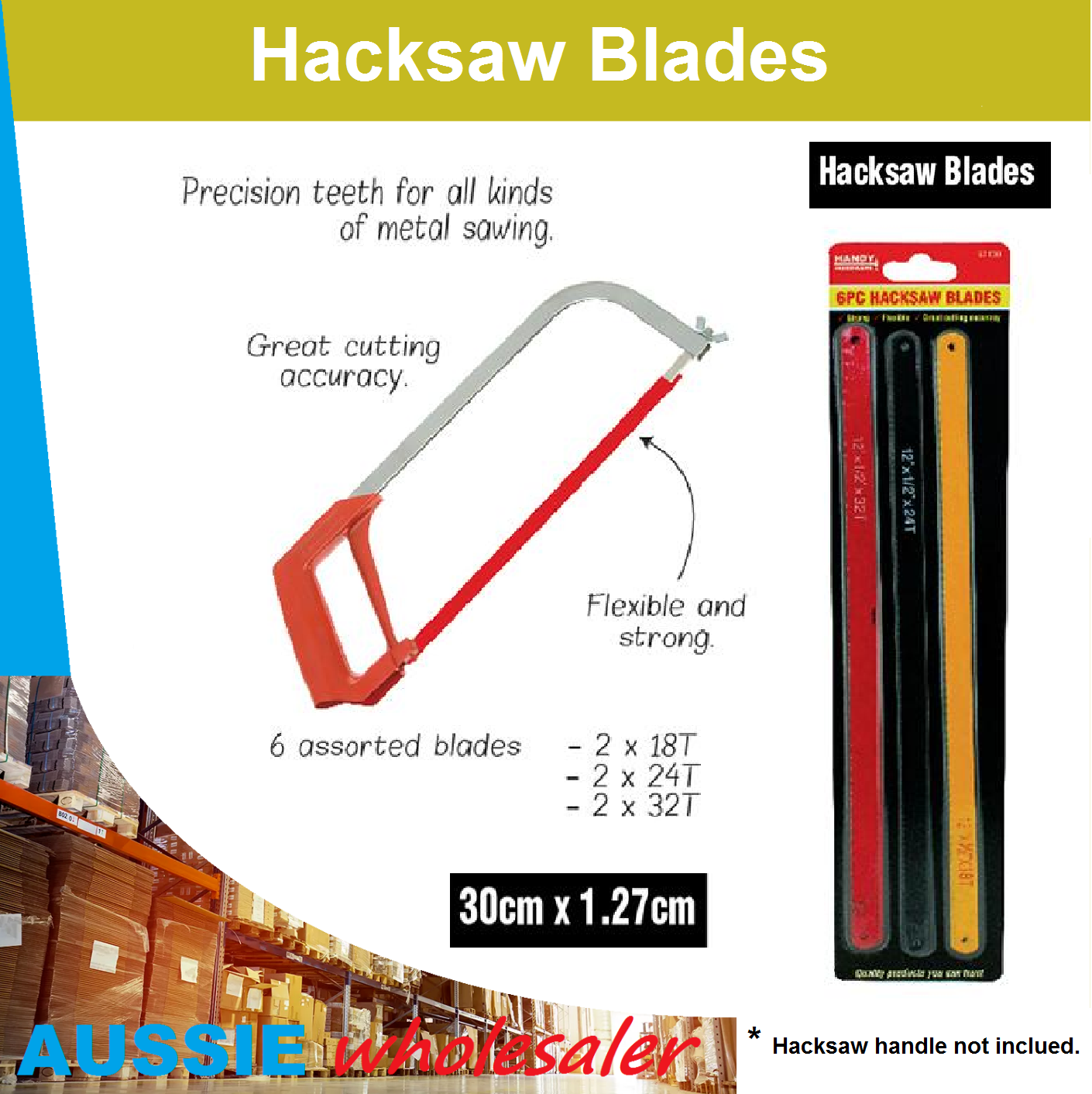 Hacksaw Blades 6pc HACK SAW BLADE 12" 30cm METAL PREMIUM HACKSAW BLADES