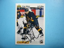 1991/92 UPPER DECK HOCKEY CARD #426 GREG ADAMS NM SHARP!! AUTO AUTOGRAPH
