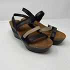 Women's Naot Canaan Ankle Strap Wedge Platform Sandals Black Size 40/Size 9