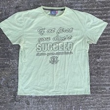 Mambo Men's Yellow Slogan T Shirt, Cotton, Surfer, Embroidered, Large