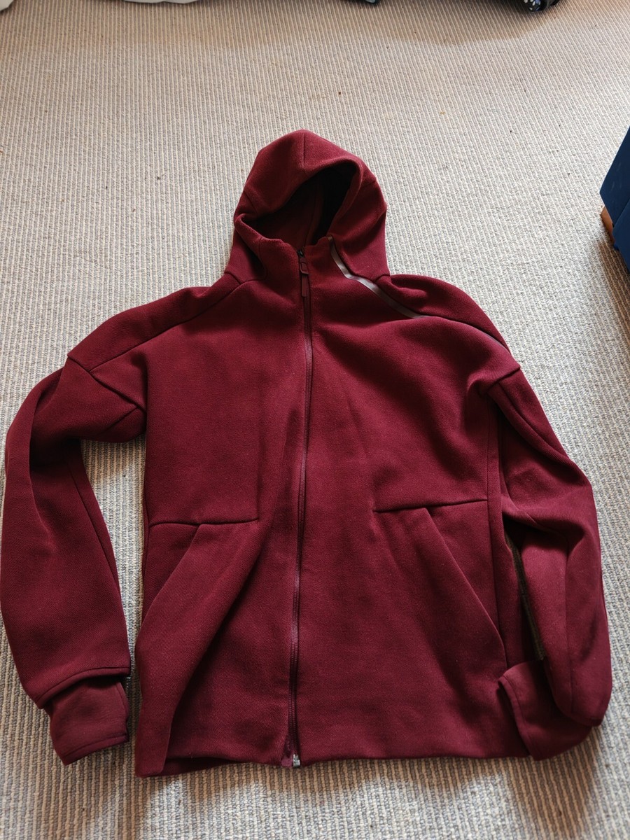 Adidas ZNE Full Zip Hoodie Jacket Jumper burgundy Men Small UK