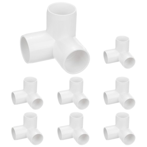 8-Pack PVC Fittings, 1 Inch PVC Pipe Connectors 3-Way for Furniture [White]