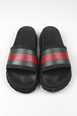 gucci web rubber slide