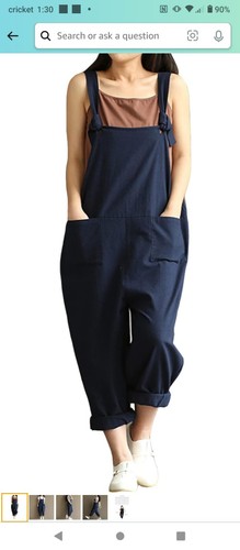 Damen Baggy weites Bein Overall Freizeit Overall Strampler Haremshose - Bild 1 von 4