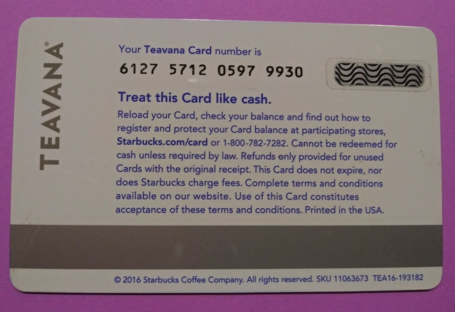 STARBUCKS GIFT CARD 2016 "TEAVANA" A REAL BEAUTY 🍵 GREAT DESIGN🔥NO VALUE 