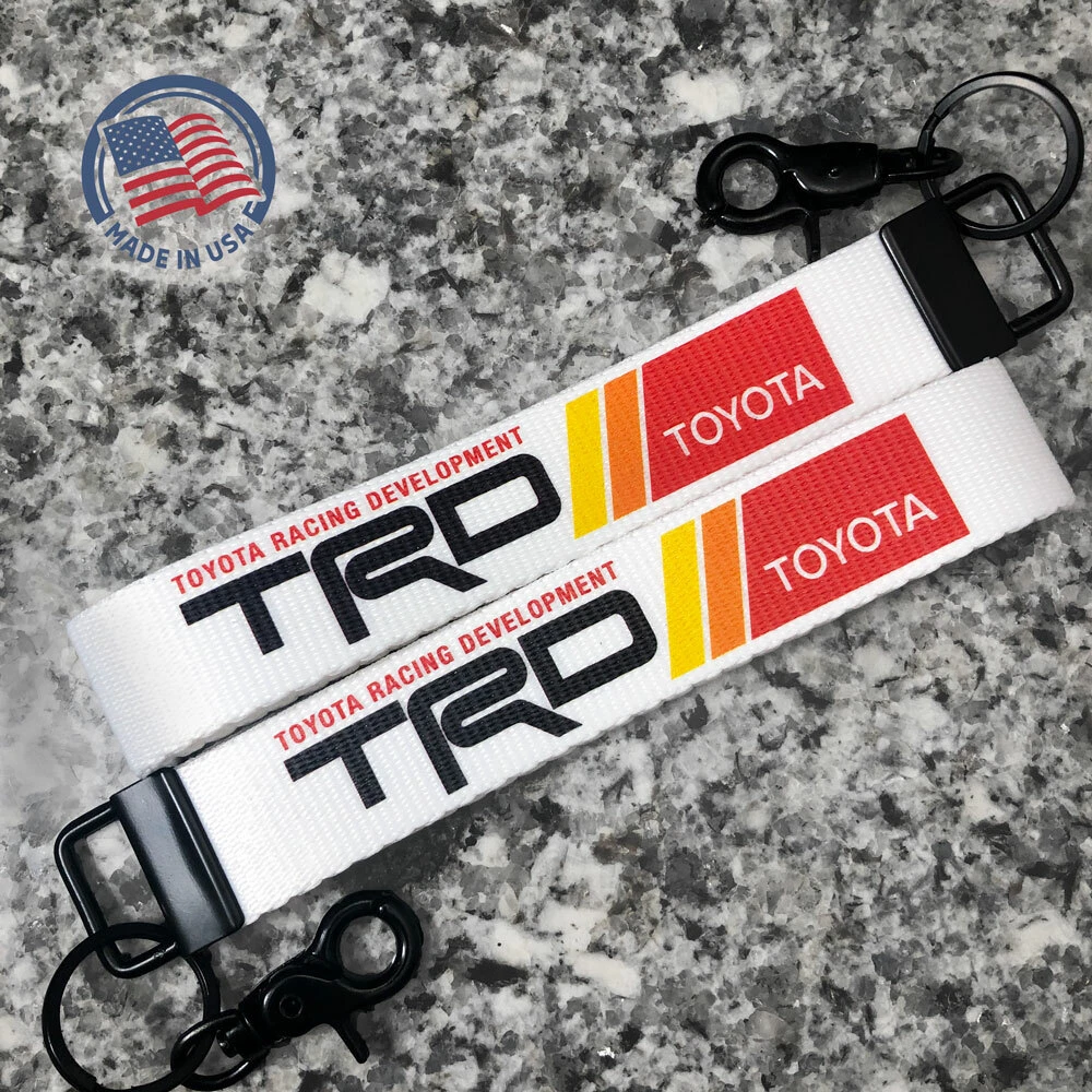 Wrist Lanyard Key Fob Ring Keychain for Toyota TRD 2 Pack White