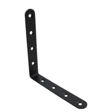 10'' Black Corner Brace L Bracket Heavy Duty Metal for Shelves 8 holes Pack of 4