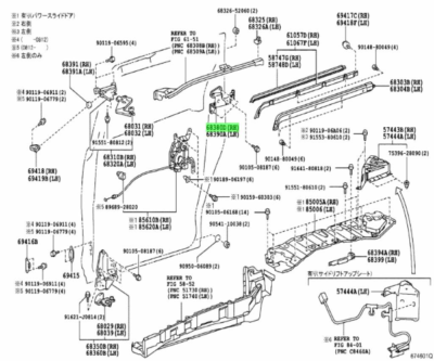 TOYOTA ESTIMA HINGE SLIDE DOOR CENTER RH Genuine JDM OEM 68380