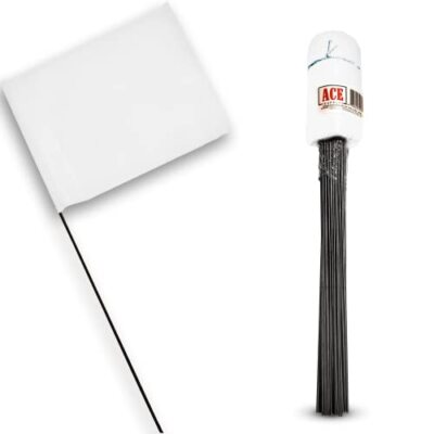 White Marking Flags 100 Pack 4X5-Inch Flag on 15-Inch Steel Wire Dog Training