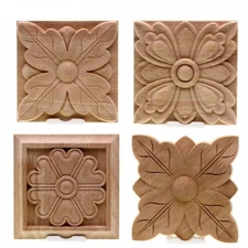 Unpainted Wood Color Decal Applique Furniture Square Home Decoration Accessories