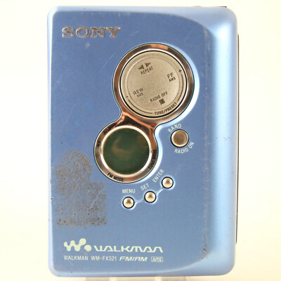 Tragbarer Cassette Player Recorder Sony Walkman WM-FX521 Blau Defekt