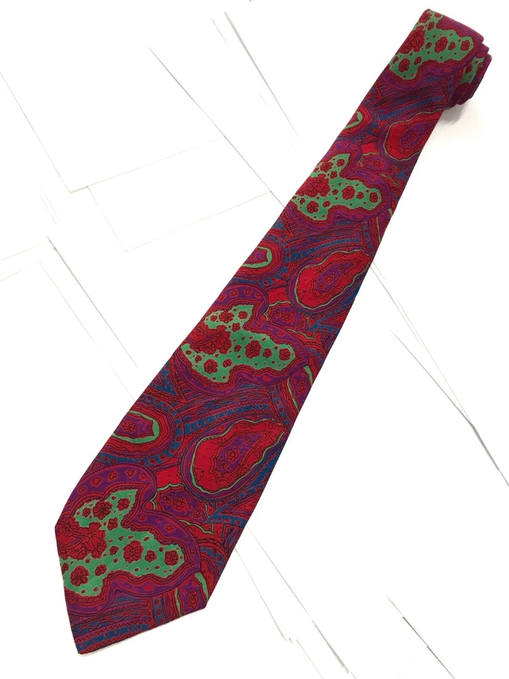 Corbata roja 100 % seda auténtica LAURA BIAGIOTTI de Guarisco diseño artístico Foto 3 de 4