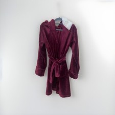 Just Love Sherpa-Lined Burgundy Plush Robe, Size M