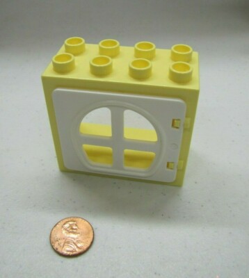 Lego Duplo White & Pale Yellow Window Pane Door Unit Building Block 2X4