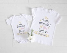 Big Sister personalised princess t shirt, big sister to be, promoted to big sis