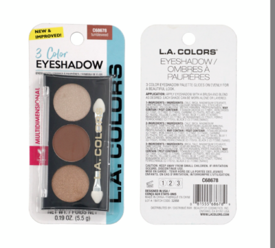 LA COLORS 3 Color Eyeshadow Palette w/ Applicator 0.19oz You