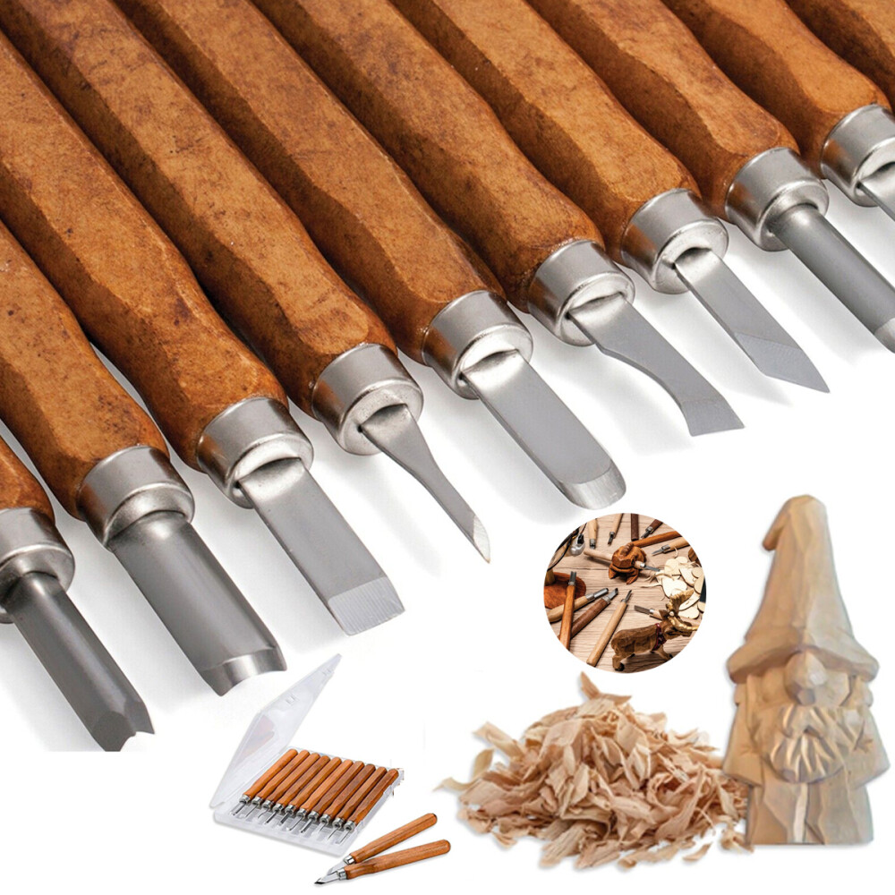 12 tlg Schnitzmesser Schnitzwerkzeug Hohleisen Schnitzeisen Schnitzen Holz