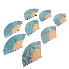 Lot Of 8 Aqua Blue Wedding Fans