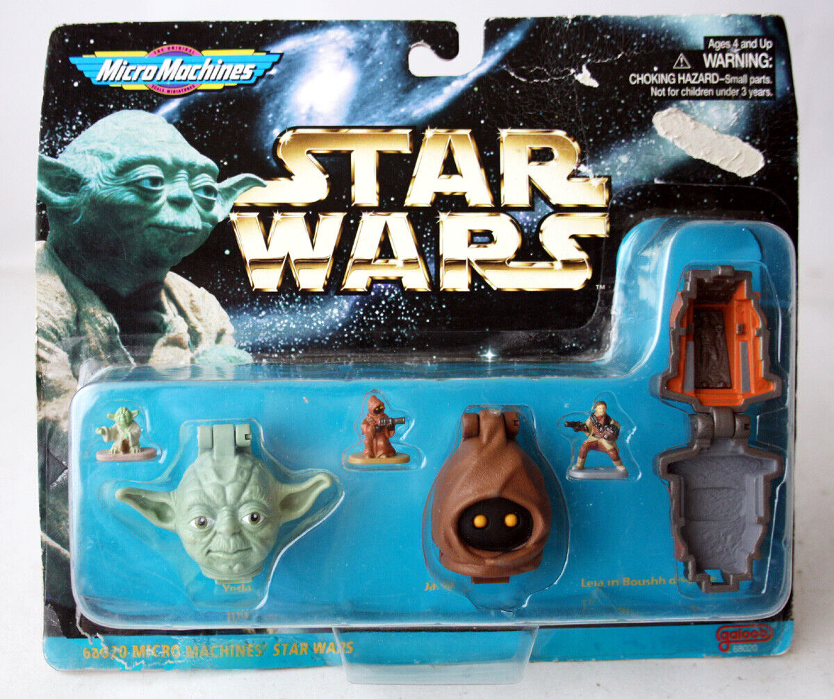 VINTAGE 1996 MICRO MACHINES STAR WARS HEAD COLLECTION III JAWA YODA LEIA NEW !