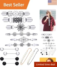 Exquisite 12-Piece Vintage Shawl and Cardigan Clips - Stylish Accessory Set