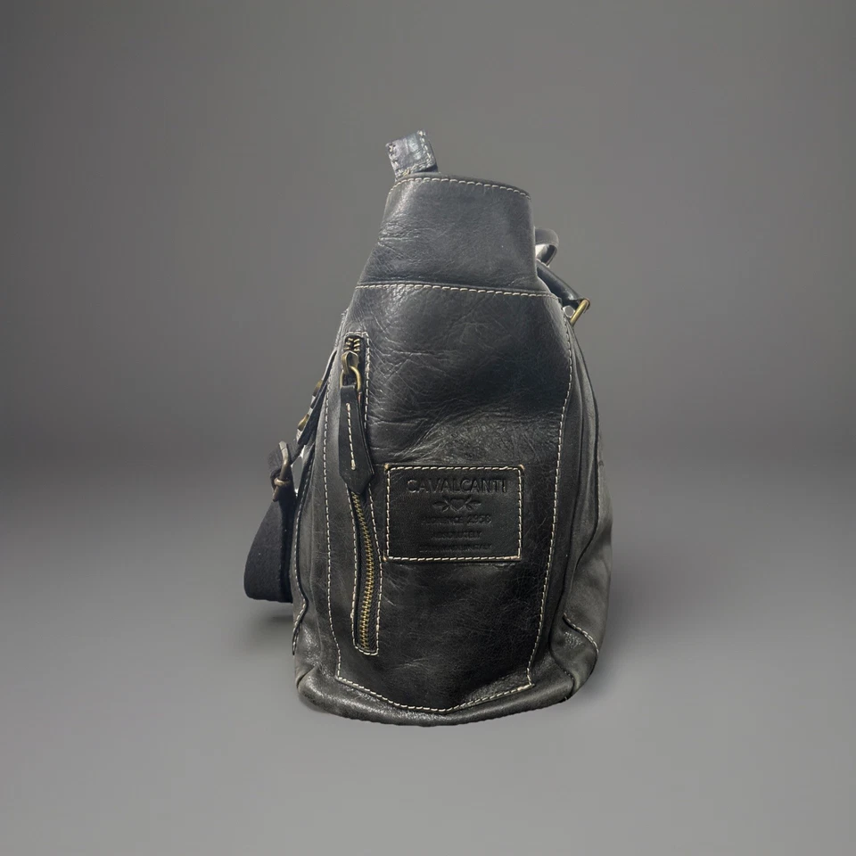 Bolso Bandolera Cavalcanti Para Mujer Cuero Genuino Negro Hecho en Italia Foto 3 de 4