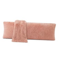 Fuzzy Body Pillow Cover, 20"x 54" Furry Body Pillow Pink Cover Only