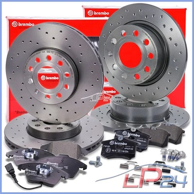 BREMBO XTRA DISQUES DE FREIN+PLAQUETTES AVANT+ARRIÈRE POUR AUDI A3 SEAT SKODA VW - Photo 1/4