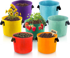 Bolsas De Cultivo De Tela 5 Galones Con Manijas Para Plantas Verduras 7 Uds