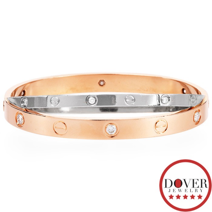 Cartier Double Love Diamond Bangle Bracelet in 18K White Gold image 2